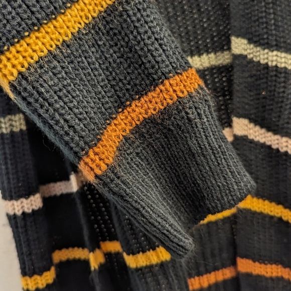 Women's Casual Cardigan Sweaters Drop Shoulder Striped Cardigan Knit Outwear - Picture 6 of 6